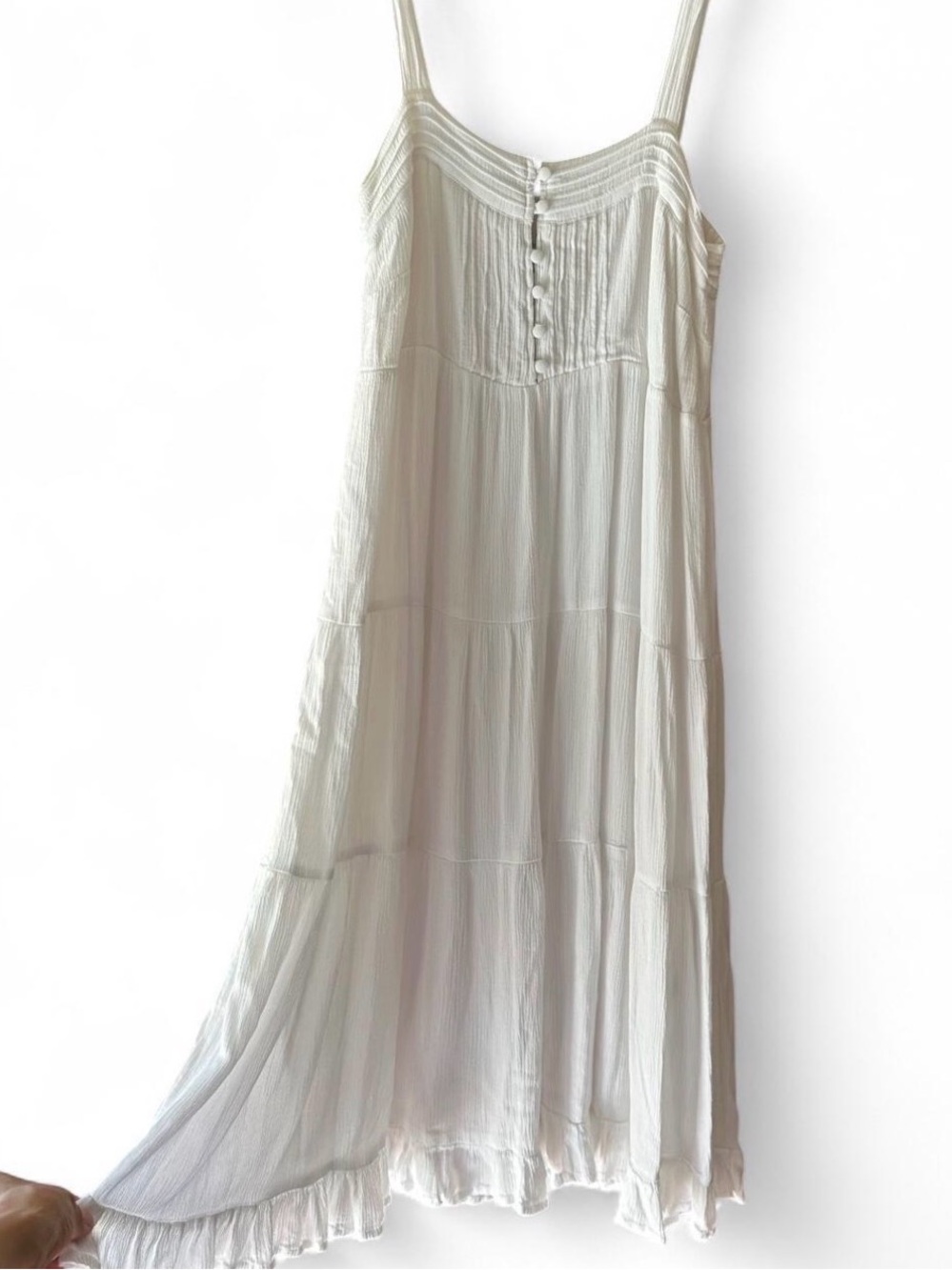 Olivaceous white midi ruffle boho dress size small